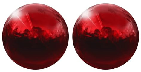 sourcing map 2 Stück Globus-Deko-Kugeln, 6,3 cm, reflektierende Gartenkugel, hohler Ball, nahtloser Edelstahl-Kugel, glatte Spiegelkugel für Garten, Heimdekoration, Rubinrot