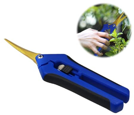 HAISHANG Professional Garden Scissors, Curved Gardening Pruning Secateurs with Titanium Coated Blades, Flower Pruning Shears, Trimming Scissors for Florist Plants Vegetables Fruits Rose