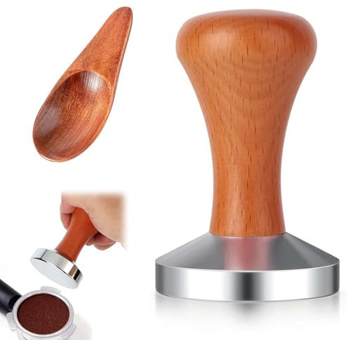 FZYCOM Tamper per Caffè con Mini Cucchiaio, Pressino Espresso in Acciaio Inossidabile, Pressa Premium, Schiaccia Caffè