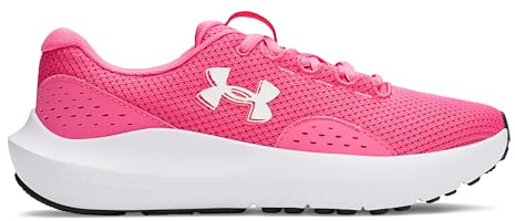 Under Armour Women's Charged Surge 4, Comfortable Women's Runners with Breathable Mesh Upper Design, Durable and Responsive Ladies' Trainers,Super Pink / Super Pink / White,4.5
