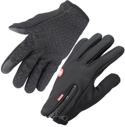 COSMEVIVI Wasserdichte Winterhandschuhe Mit Fleece-futter Winddicht Und Touchscreen-kompatibel Volle Finger Mit Rutschfestem Griff Warme Outdoor-handschuhe in Schwarz Für Radfahren Und