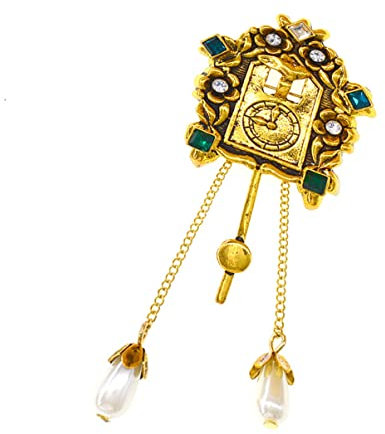 Holibanna Broche Vintage Forme De Oiseau Avec Horloge Accessoire Élégant Pour Vêtements Épinglette Dorée Pour Femme