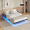 AOGLLATI Bettgestell 140x200 Bett 140x200 aus Metall mit LED Beleuchtung und Ladestation Schwebender Bettrahmen mit Aufbewahrungsregalen Metallbett mit Lattenrost Doppelbett Schwarz (Ohne Matratze)