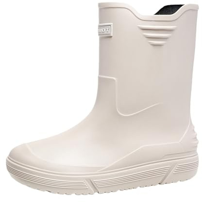 LCpddajlspig Stivali di gomma da uomo, extra larghi, da pioggia, da pesca, a piedi nudi, da giardino, in gomma antiscivolo, da trekking, 011 bianco, 40 EU