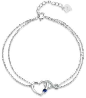 immobird Damarmband 925 Sterling Silver Infinity Armband Vattentätt Infinity Heart Armband med Cubic Zirconia Justerbart Armband Present till Kvinnor Flickor Flickvän Mamma