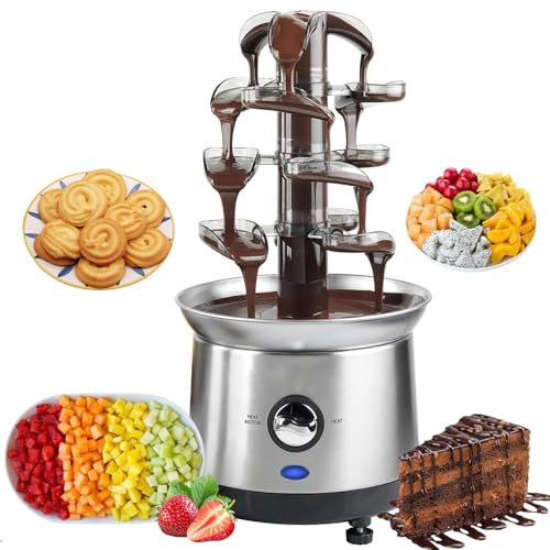 Fontaine À Chocolat Électrique À 4 Niveaux - Capacité De 2.6lb - Acier Inoxydable, Machine À Fondue Au Chocolat Électrique, Fontaine À Chocolat Chaud Pour Fêtes, Pour Fromage Nacho