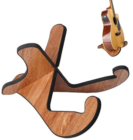 Marnovest Portable X-Frame Wooden Ukulele Stand, Premium Brown Wood Guitar Stand for Ukulele, Small Acoustic Guitar, Violin and Mandolin