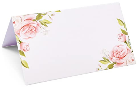 Tazuxetuqe Boutique 50 Tarjetas De Lugar Florales Rosadas De Papel con Peonía para Bodas Decoración De Mesa Cartas De Nombre Plegadas En Forma De Triángulo para Celebraci