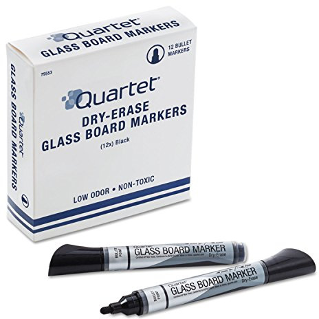 Quartet Premium Glass Board Dry Erase Marker, Bullet Tip, Black