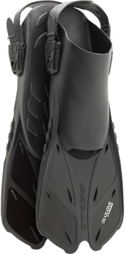 CRESSI Fins Bonete Black/Black S/M - Adult Short Adjustable Swim Fins with Ultra Resistant Buckles, Very Light, Ideal for Traveling, Black/Black, S/M