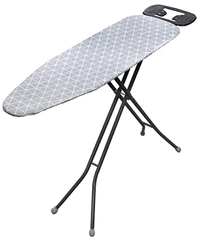 Anika 63579 Ironing Board with Cover and Rest/Adjustable Height 110cm x 33cm / Folds Away Flat/Non-Slip Feet/Compact for Storage