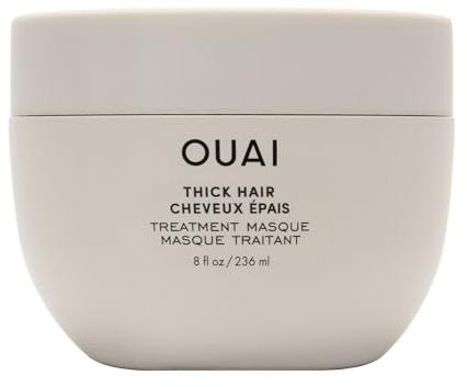 OUAI Thick Hair Mask - Deep Conditioning Hair Mask with Almond Oil, Olive Oil, & Hydrolyzed Keratin to Restore Damaged Strands - Phthalate & Paraben Free (8 fl oz)