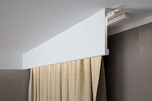 Mardom Decor QL036T Ceiling Moulding Trim Corner Strip Curtain Profile LED Suitable 1 Profile Strip 200 x 14.8 x 4.6 cm