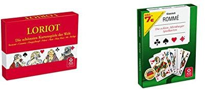 ASS 22571007 Loriot Rommé, Canasta-Bridge, Kartenspiel, 2 x 55 Karten Altenburger 22570071 Kartenspiel Rommé in Stülpschachtel, auch für Bridge und Canasta, französisches Bild, Weiß