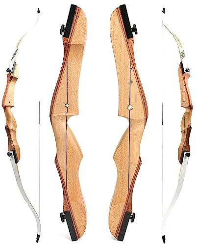 Bogenschießen Recurve Bogen Set für Anfänger Erwachsene 66 68 70 Holzbogen Jugend Bogen Set 14-40lbs Takedown Langbogen Jagd Bogen für Rechtshand Sportbogen (66-14lbs, Bogen-weiße gliedmaßen)