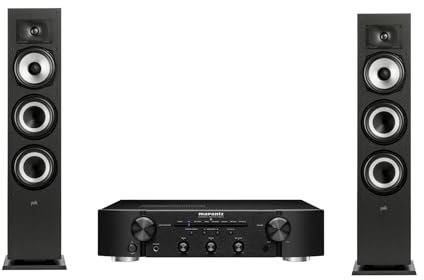 Marantz PM6007 Amplifier, Integrated Amplifier with Digital Connectivity + POLK AUDIO Polk Monitor MXT60 Compact Tower Speaker