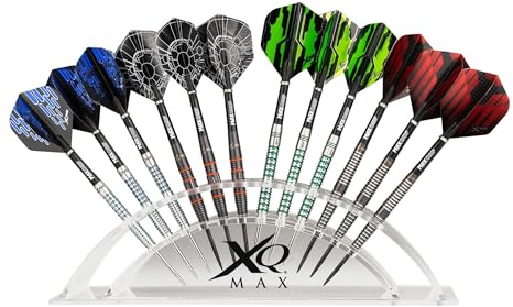 XQ Max Darts-Präsentationsständer, 12 Dart-Halter für 4 Dart-Sets, Stauraum für Zubehör, Dart-Aufbewahrungssystem