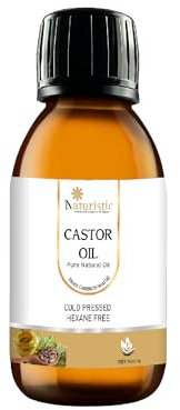 Naturistic 100ml Cold Pressed Castor-Oil for Hair Growth, Skin, Eyelashes & Eyebrows - Pure Caster Oil for Beard, Scalp, and Face - Castor Oil for Hair and Skin Care.