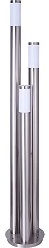 Wegeleuchten Außen Edelstahl LED Stehleuchte Außen groß, Gartenleuchte 170 cm 3 silberne Säulen,3x 11Watt 3x 1055lm warmweiß,D 28 cm