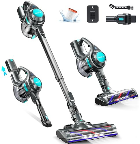 QikCln Cordless Vacuum Cleaner, 8-in-1 Powerful Vacuum Cleaners for Home with 1.3L Large Capacity, 2 Modes & 30Mins Runtime, Rechargeable Stick Vacuum for Pet Hair Hardwood Carpet - Green