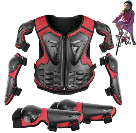 Protezione per il petto da moto, per bambini, per motocross, per bambini, per motocross, per bambini, con protezione per ginocchia, gomiti, braccia e spalle