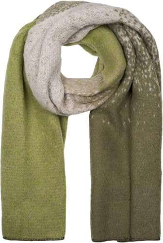 styleBREAKER Damen Web-Schal mit Pixel-Farbverlauf, warmer Winter-Schal im Ombré Look, mehrfarbige Farbübergänge 01017161, Farbe:Oliv-Grün