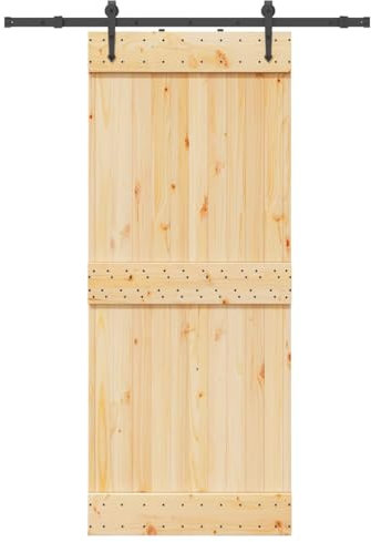 vidaXL Porta Scorrevole con Set Hardware 85x210 cm Legno Massello Pino