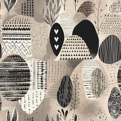 ANLIKY-Pro Carta da parati autoadesiva con motivo scandinavo Flat Art, 44X600CM pellicola decorativa rimovibile con stampa senza cuciture in stile bohémien africano per mobili