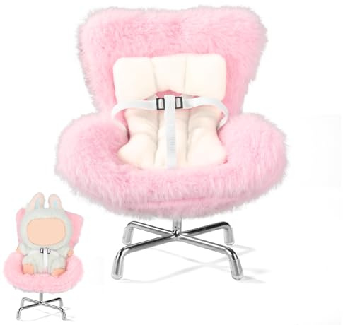 Asiento de Muñeca, Suave y Peludo Silla con Clips Ventilación y Pata Adorable Silla Muñecas Accesorios para Peluches 17cm Decoración Escritorio