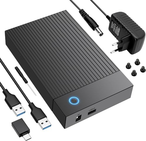 Pixelure 6Gbps Docking Station SSD Hard Disk Esterno HDD 2.5 o 3.5 pollici, USB 3.0 SATA HDD Adattatore per Dischi Rigidi SATA HDDSSD da 2,5/3,5 Pollici con Alimentatore da 12 V/2 A, UASP