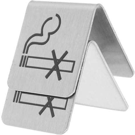 DIKACA 2 pièces Panneaux Réservés Acier Inoxydable Double Face avec Logo Interdiction Fumer Signalisation Table Non Fumeur pour Gestion des Places Restaurant et Hôtel Lot
