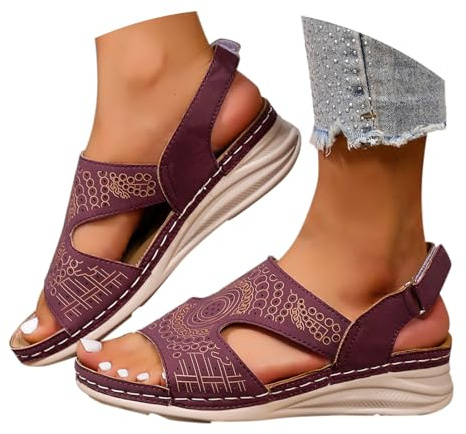 Ortopediska sandaler damer sommar tofflor öppen platå sommarskor mjuka sulor trekkingsandaler halkfria sommarsandaler strand semester kilsandaler damer kilklack
