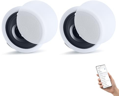 VEVOR Altoparlanti da Incasso a Soffitto 2 pezzi, Altoparlanti con Bluetooth da Incasso da Parete 203,2 mm per Uso Interno Soggiorno Home Theater Montaggio a 2 Vie Potenza Picco Singola 50 W