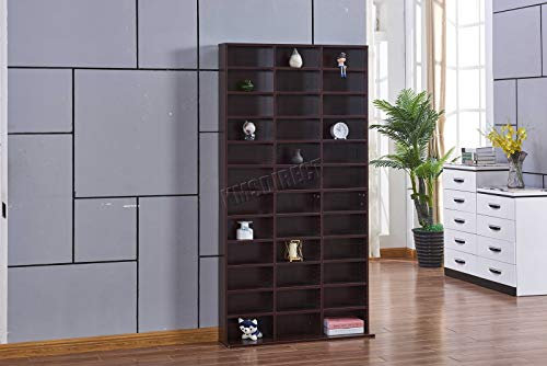 WestWood 1116 CD/528 DVD 12 Tier Shelf Storage Video Movie Game Book Tower Organiser Cabinet Rack Holder Display Stand Unit Multimedia PB CSP01 Brown
