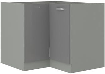 Eckunterschrank 90x90 Hochglanz Grau Küchenzeile Küchenblock Küche Grey Bianca