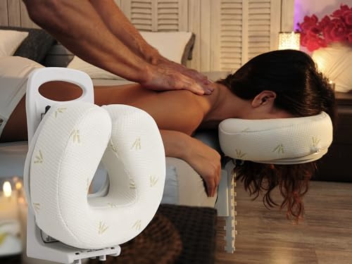 Appui-Tête de Massage Visage vers Le Bas – sans Table ni Chaise de Massage – Réglable par Un Seul Serrage – Léger, Compact et Pliable – Particuliers et Professionnels Bien-être - Fabriqué en France