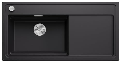 BLANCO ZENAR XL 6 S | Granitdiskbänk av SILGRANIT svart | Installationstyp: Installation ovansida | huvudbassäng till vänster | för 60 cm breda underskåp | stort handfat | rengöringsvänlig yta