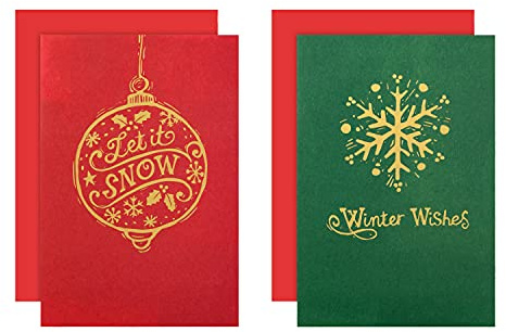 Hallmark Biglietti di Natale di beneficenza, confezione da 12 in 2 motivi festivi metallizzati