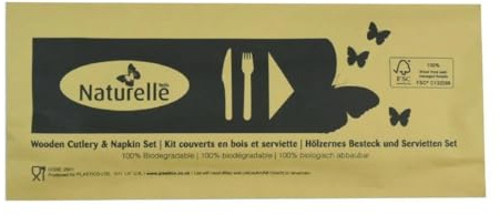 EGreen Individually Wrapped 3-in-1 Wooden Cutlery Set (Pack of 250)