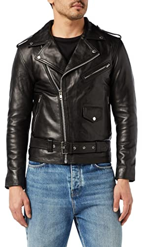 Xposed Mens Waxed Soft Real Leather Black Biker Jacket Vintage Classic Motorcycle Style