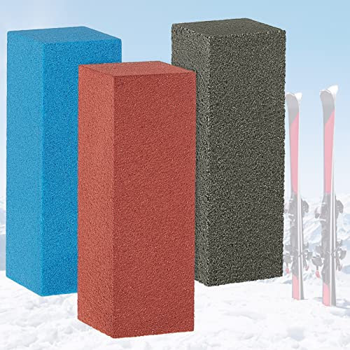 Patelai 3 Stück Gummikanten-Tuning weiche harte Steine Trio Gummi Schleifstein Gummisteine Ski Snowboard Tuning Ausrüstung, Rot Grau Blau 59 x 20 x 20 mm