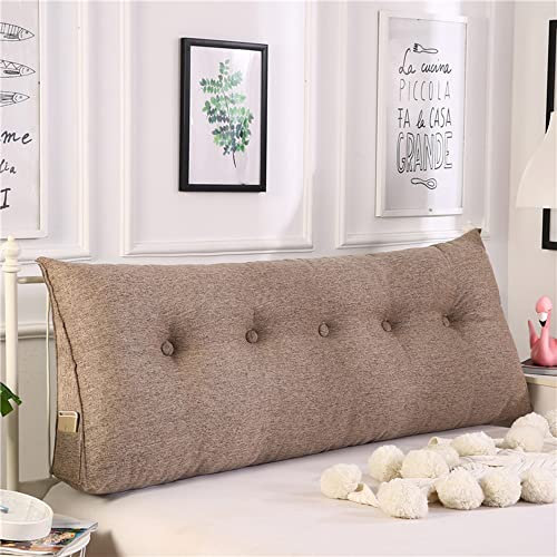 RAKTOV Großes Kopfteilkissen, Lesekissen, dreieckige Rückenlehne, dreieckig, Nachttisch, Kopfteil, Nackenrolle, Lendenkissen für Tagesbett, Sofa, 120 x 50 x 20 cm, Braun
