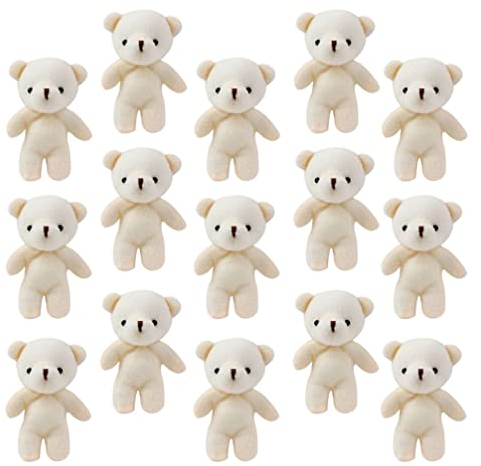 SAFIGLE 18 StüCk Mini PlüSchbäRen Set - Kuscheltier Klein, Weiche StoffbäRen FüR Dekoration, DIY SchlüSselanhäNger, Geburtstagsfeier, Hochzeitsfeier, 4.3x3.1x1.7 Zoll, Hellgelb Kleine Kuscheltiere