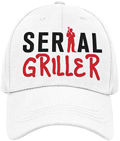 Vulfire Serial Griller Cappello Uomo Regalo Compleanno Originale Idee Regali per Lui per Natale Taglia Unica Cappello Nero con Visiera Barbecue Grigliata (Bianco)