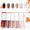Autumn Nail Set - Long Lasting Nude White Brown Nail Varnish - Non-Toxic Holographic Polish - No UV Kit - Christmas Gifts for Women & Girls