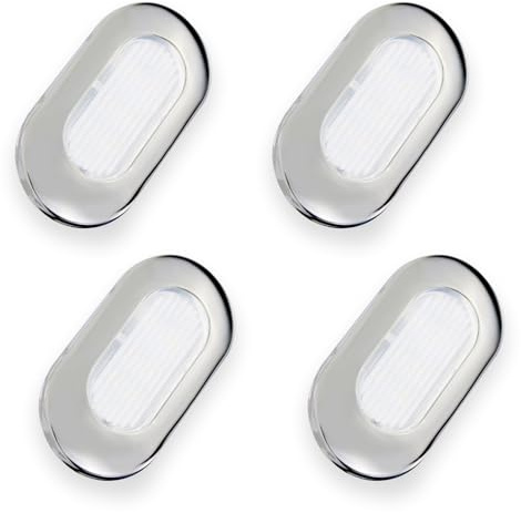CLGMarine 4PCS LED Courtesy Light Step Lights Accent Utility Lighting Surface Mounted for Boat IP67 Waterproof Lamp Yacht RV Caravan Light Stainless Steel Cover 12VDC (White), E012081-EMX