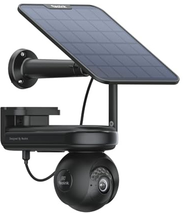 Reolink 4K PT Camera Surveillance WiFi Exterieure sans Fil, 360° Suivi Auto, Autonomie de 500J, Pré-Enregistrement, Détection Intelligente, ColorX Vision Nocturne, Altas PT Ultra+Panneau Solaire Noir