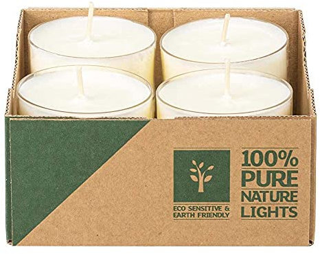 Wenzel Tealight 10h - Set di 8 lumini vegani di colza – neutri di CO2 senza alluminio – custodia trasparente – Made in Germany – Tealight per piramidi, Natale ed emergenze – senza plastica e