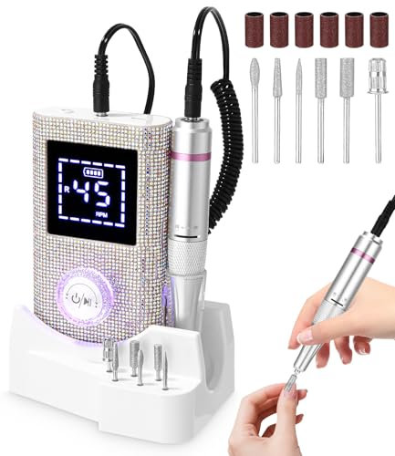 Torno para Uñas Profesional 45000 RPM,Torno de Uñas Inalambrico Pulidor Lima Electrica Uñas Portatil para Semipermanentes Acrilicas Manicura y Pedicura, Baja Vibración, Salón DIY