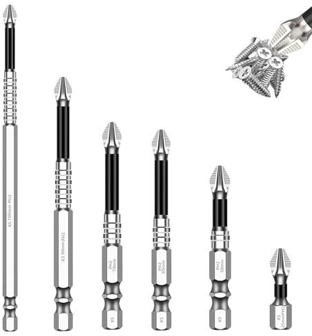 6PCS High Magnetic Screwdriver Drill Bit Set, Magnetic Screwdriver Bits for Impact Driver, Durable and Precision Drill Bits Kit, 25-50-65-70-90-150mm, Ideal for DIY and Professional Use